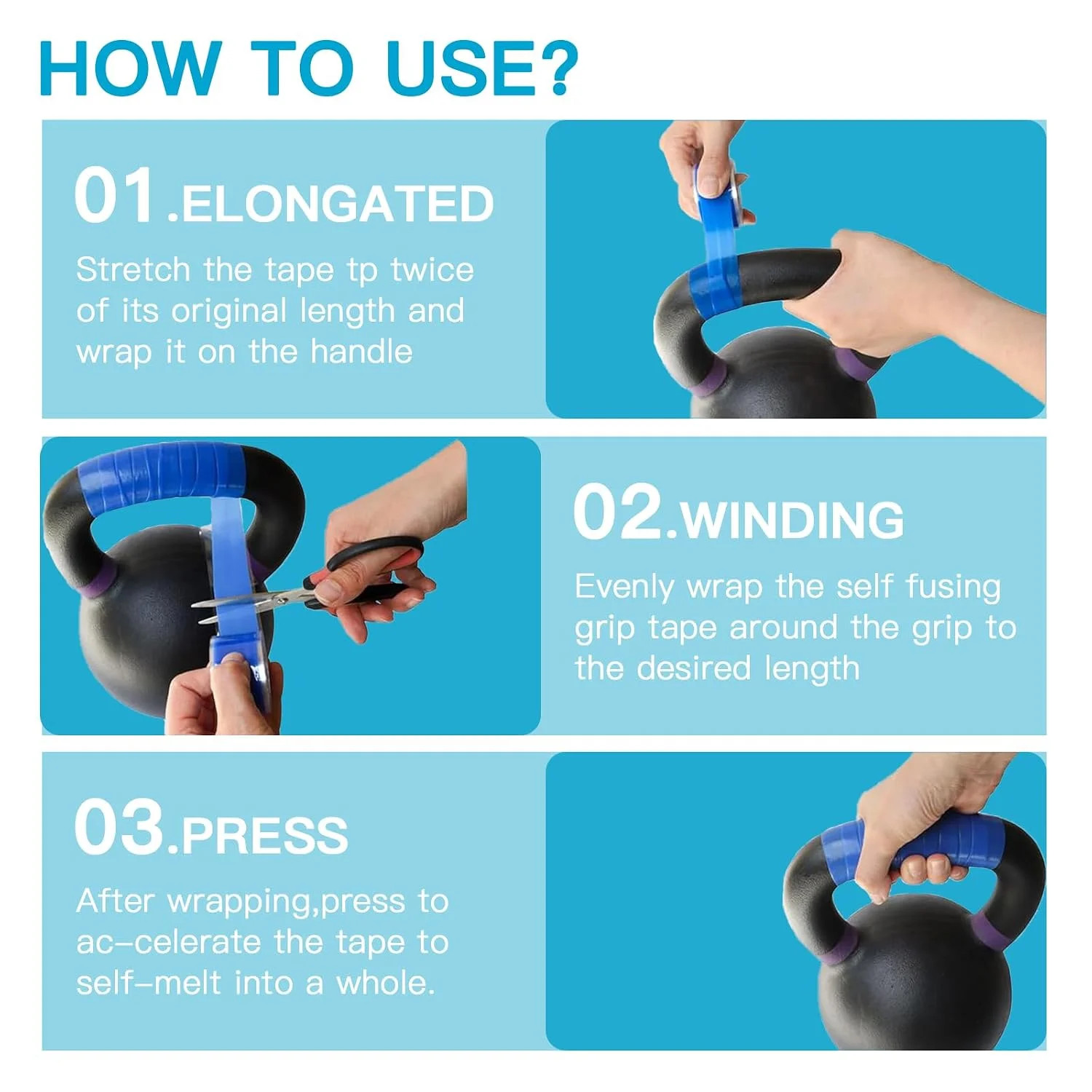 Self-Fusing Silicone Tape – No Adhesive Grip Tape for Bike Handlebar, Fishing Po
