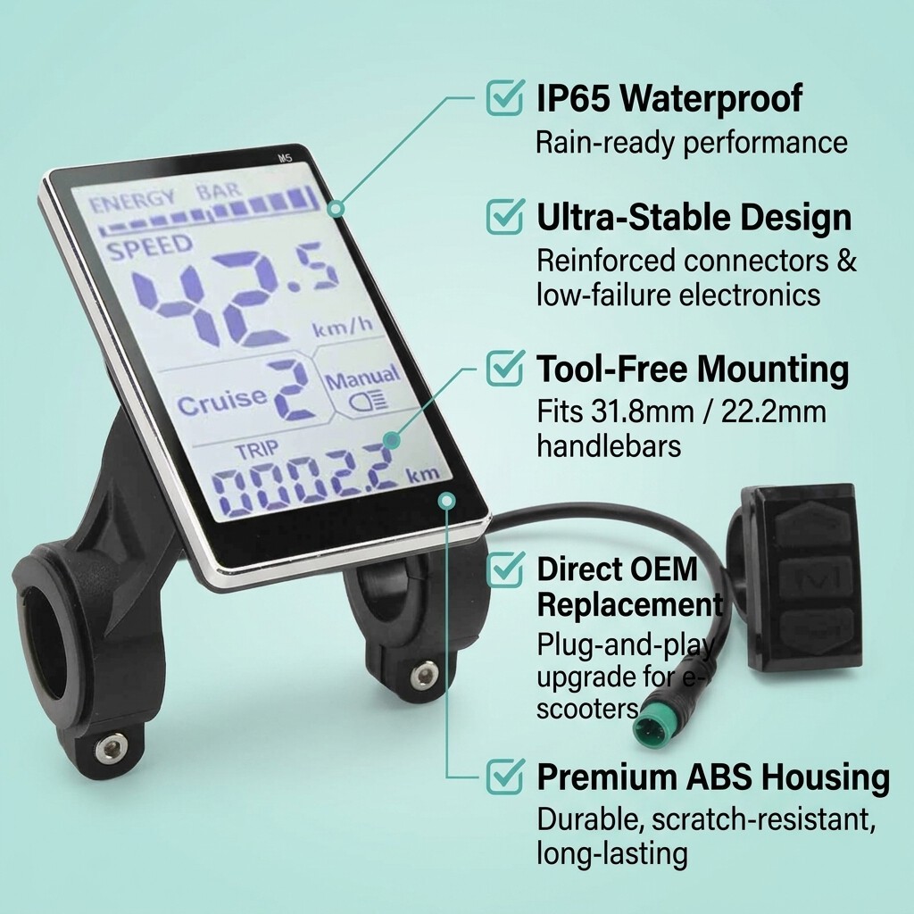 Electric Bike LCD Meter High Grade ABS Wear Resistant Long Service Life Cycling