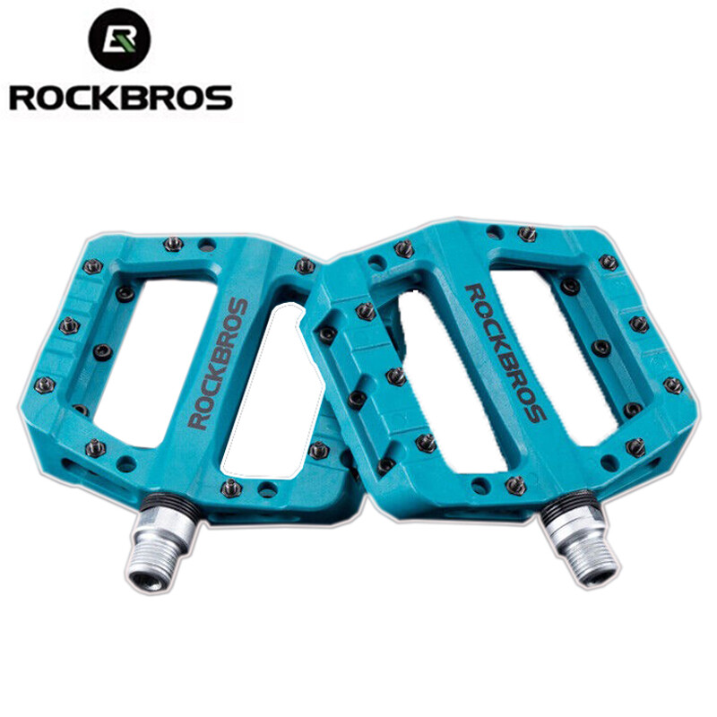 ROCKBROS Bike Nylon Pedals Seal Bearing Wide Platform Non-Slip 9/16» 2pcs Blue