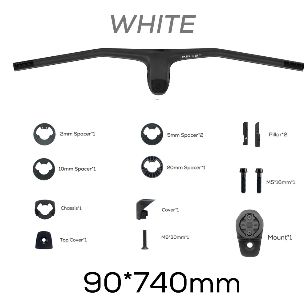 740mm -20 Degrees MTB Bicycle Full Carbon Fibre Integrated Cockpit Handlebar