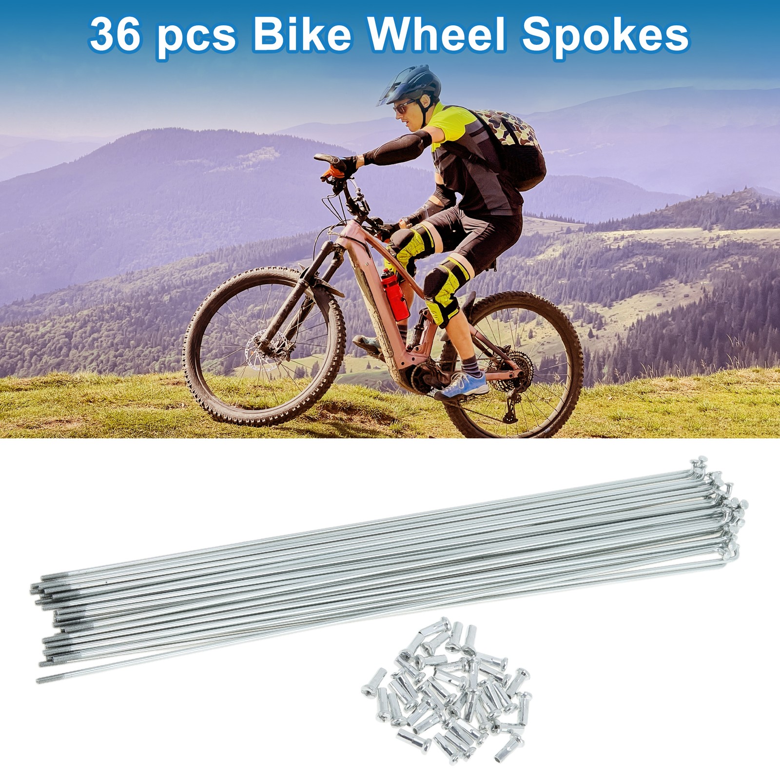 36 Set 14G Bicycle Spokes 255mm Bike Wheel Spokes Galvanized Carbon Steel