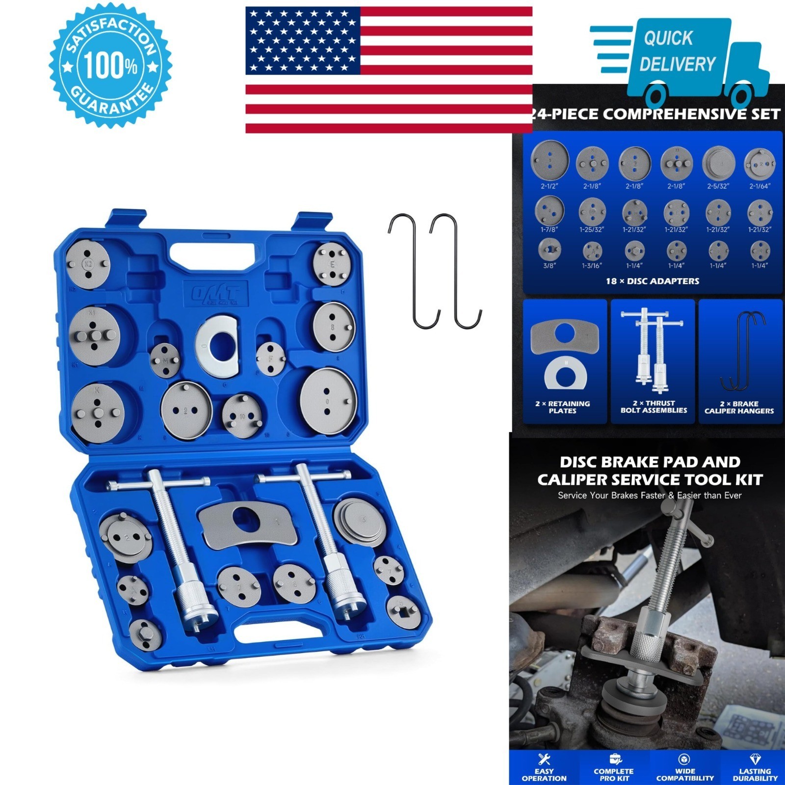 Orion Motor Tech 24pc Brake Caliper Tool Set – Universal Disc Brake Kit