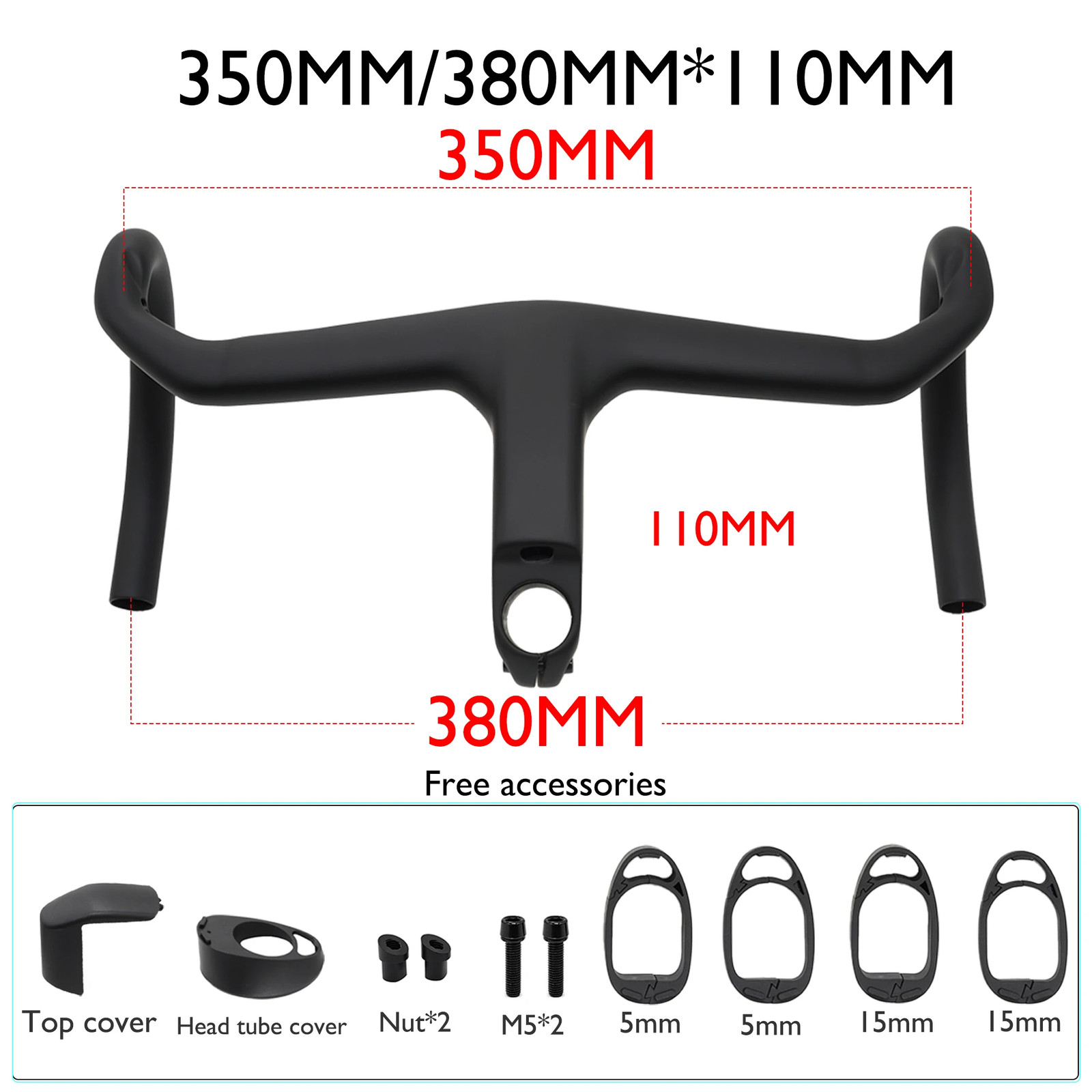 Full Carbon Integrated Road Bike Handlebar 28.6mm 350-410mm Aero Drop Handlebar