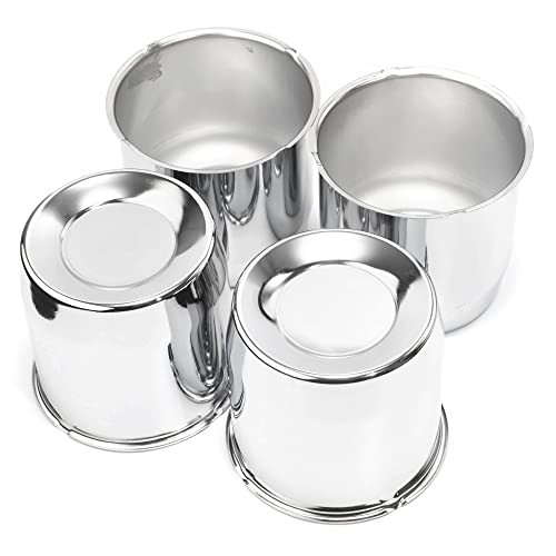 4 Pack 5.12in Push Through Steel Wheel Center Caps Chrome Silver for 5.12″