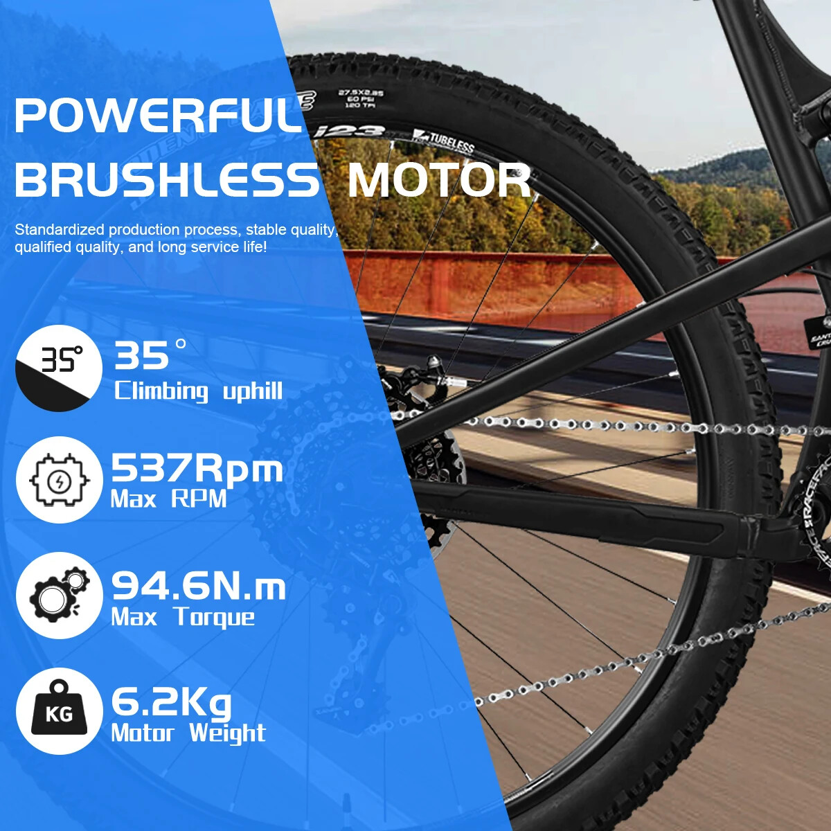 48V 52V 2000W Front/Rear Brushless Nongear Hub Motor Drive for MTB Electric Bike
