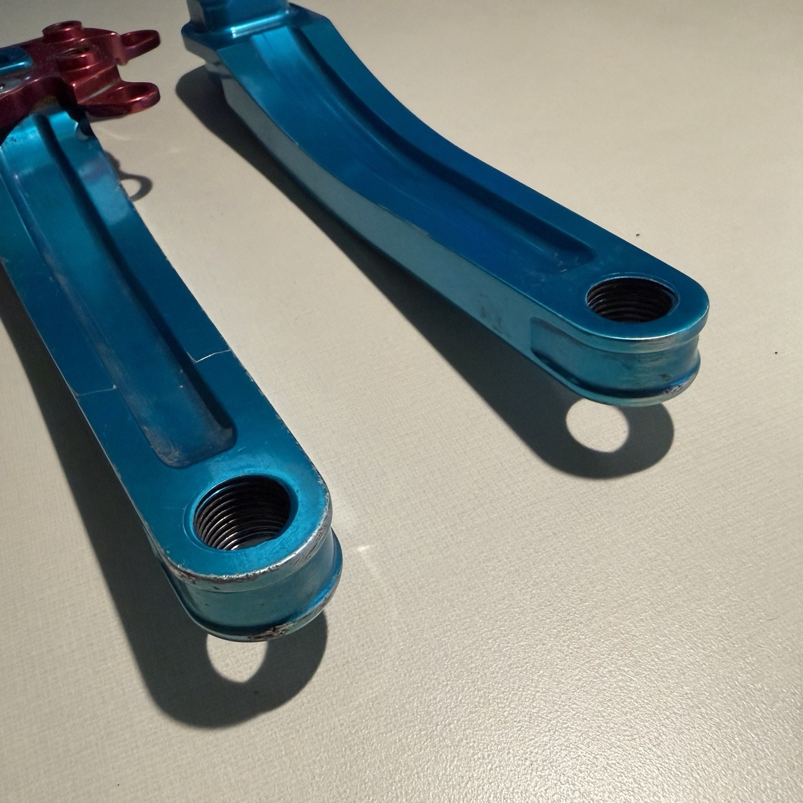 Kooka Crankset Blue Arms Red Spider 94/58 BCD Vintage MTB USA Anodized