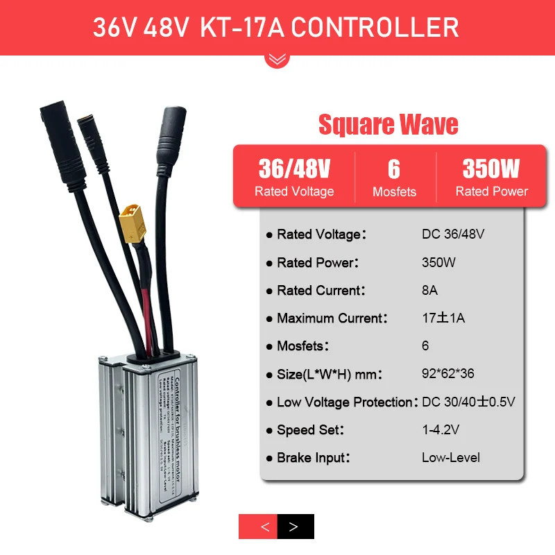 Ebike Sinewave Controller 36V 48V Waterproof Brushless 250-1000W 1T4 2pin female