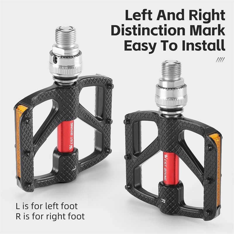 WEST BIKING Quick Release 3 Bearings Reflective Folding Bike Pedals a Pair