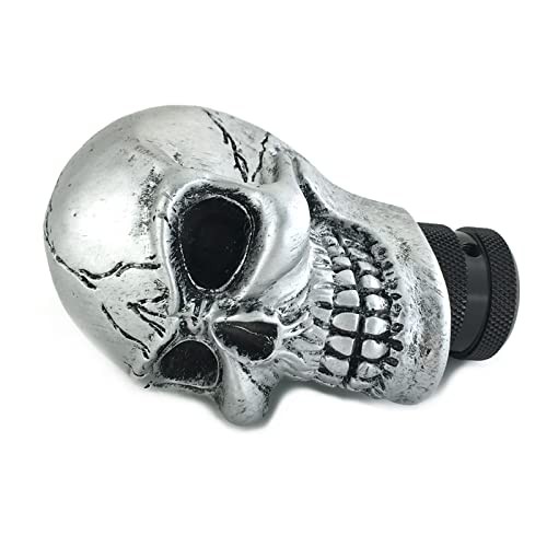 Car Gear Lever Grip Knobs Skull Head Racing Shift Stick Manual Shifter Silver