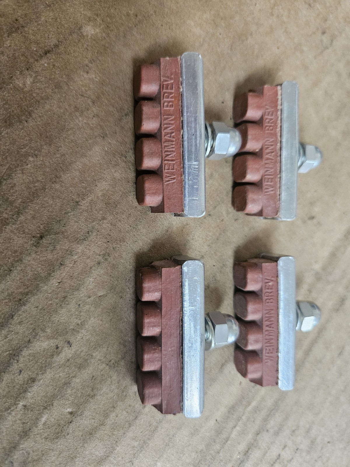 Vintage NOS Weinmann Brake Pads, red rubber, w/ bolts nuts & washers, set of 4