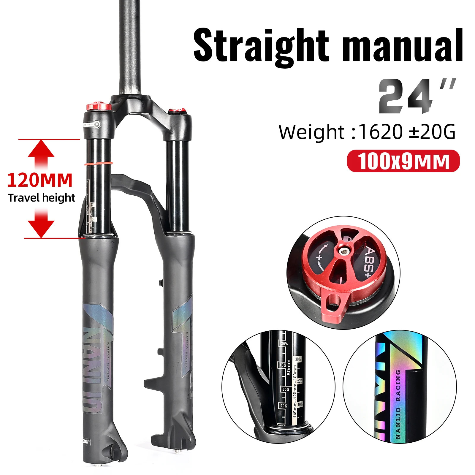 Youth Kids’ Mountain Bike Suspension Fork 20 24er 100-140mm Travel Oil Gas Fork