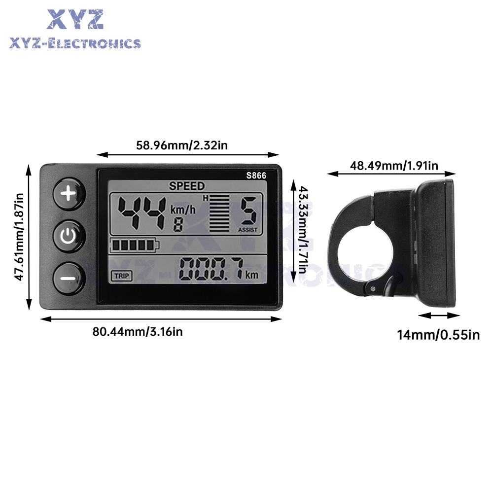 36V 48V 64V 40A 30A 20A Brushless Motor Controller E-Bike S866 LCD Display Meter