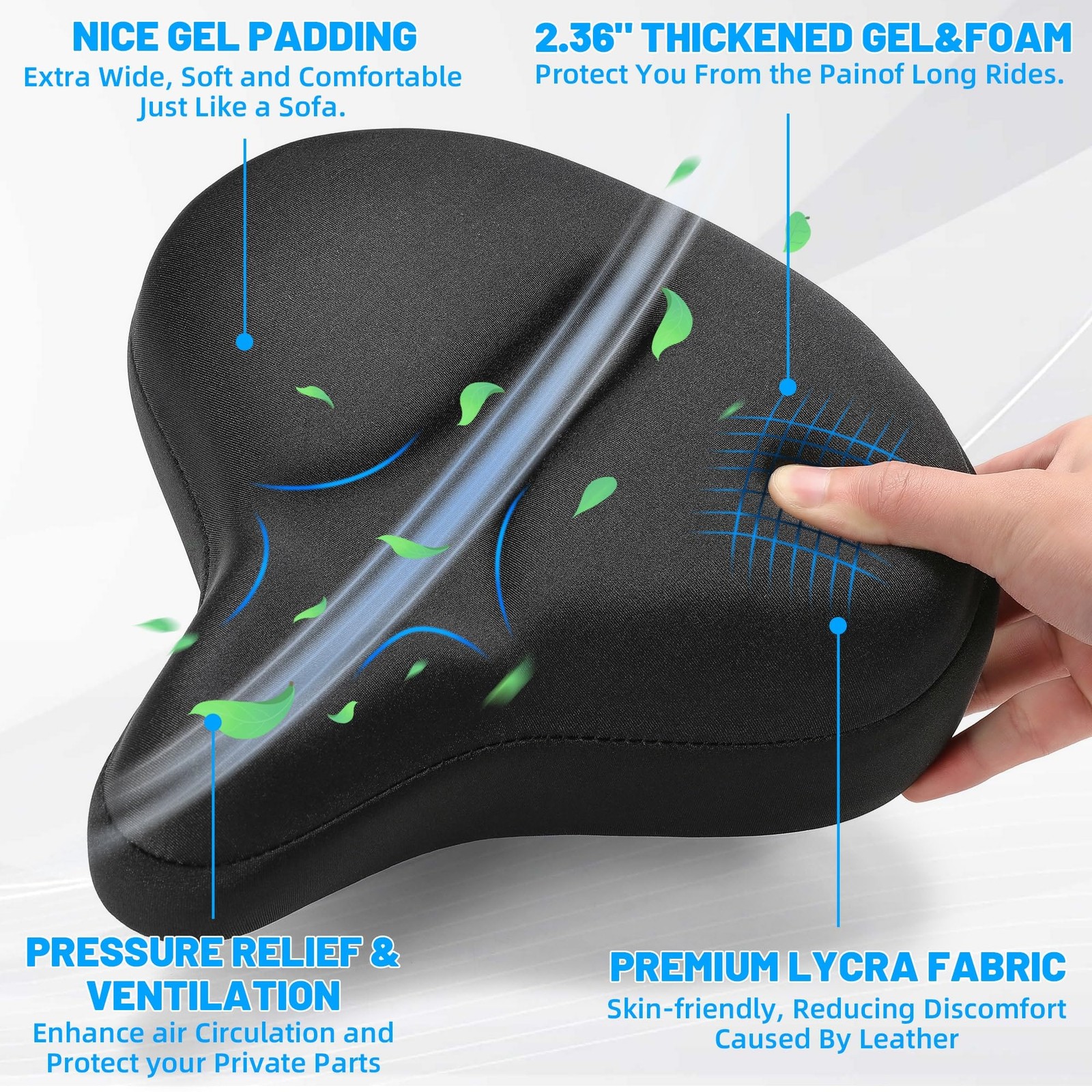 CDYWD Oversized Bike Seat for Men & Women, Comfortable Gel Padded, Extra Wide…