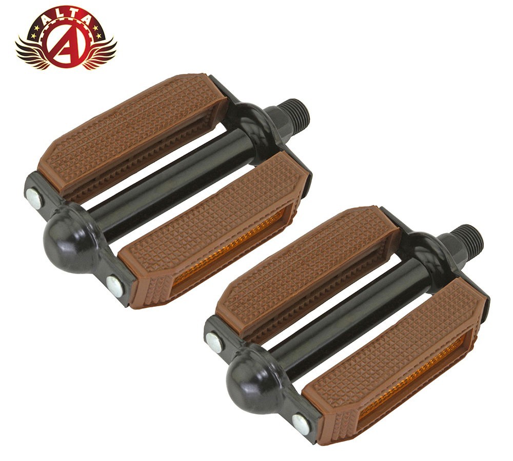 BICYCLE BLOCK PVC PEDALS 507 COMPATIBLE WITH 9/16 CRANK BROWN/BLACK