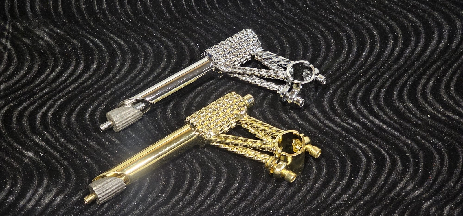 OG LOWRIDER CLASSIC MINI SQUARE TWISTED BICYCLE STEM 22.2MM CHROME OR GOLD