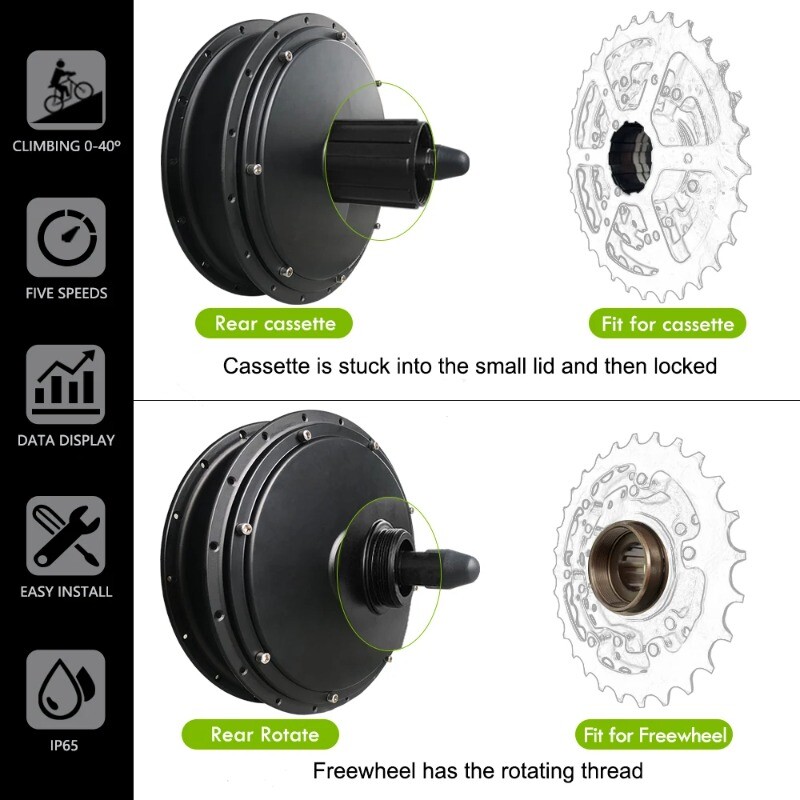 Mountain E-bike Conversion Kit 48V 1500W Brushless Gearless Rear Hub Motor Wheel
