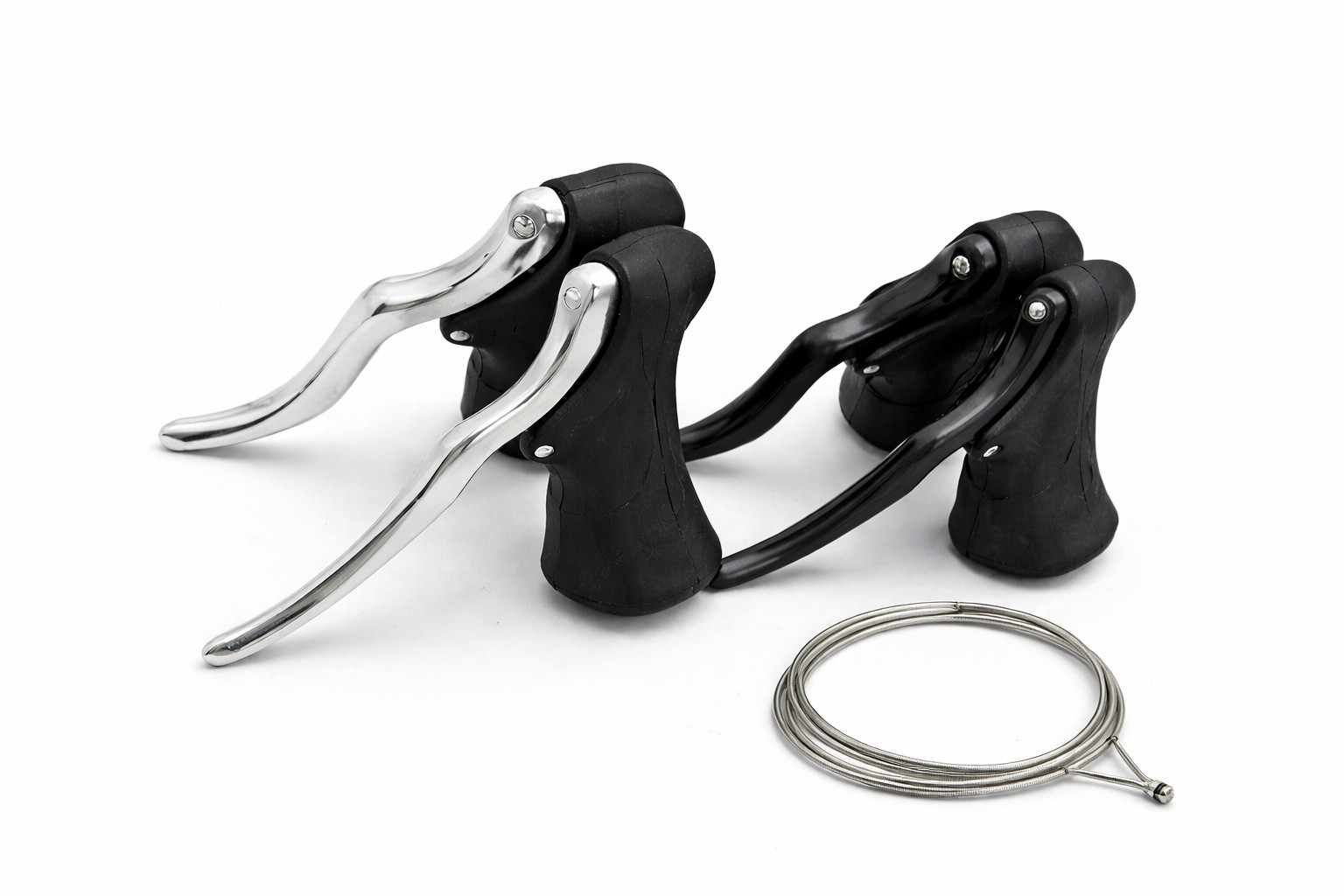 Bicycle Brake Levers Drop Bar Road Bike Hoods Set Black Silver Lightweight Pair