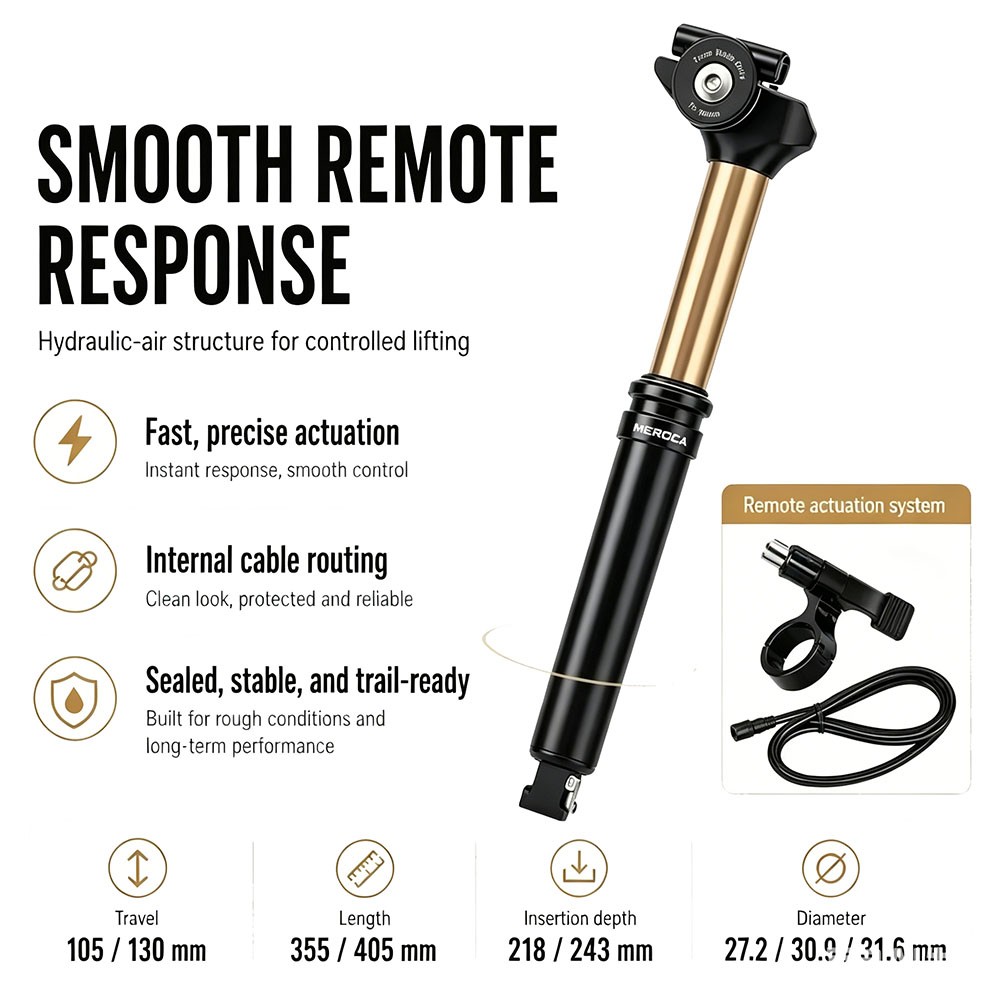 Bicycle Dropper Seatpost Internal Routing MTB Remote Control Hydraulic Lifting