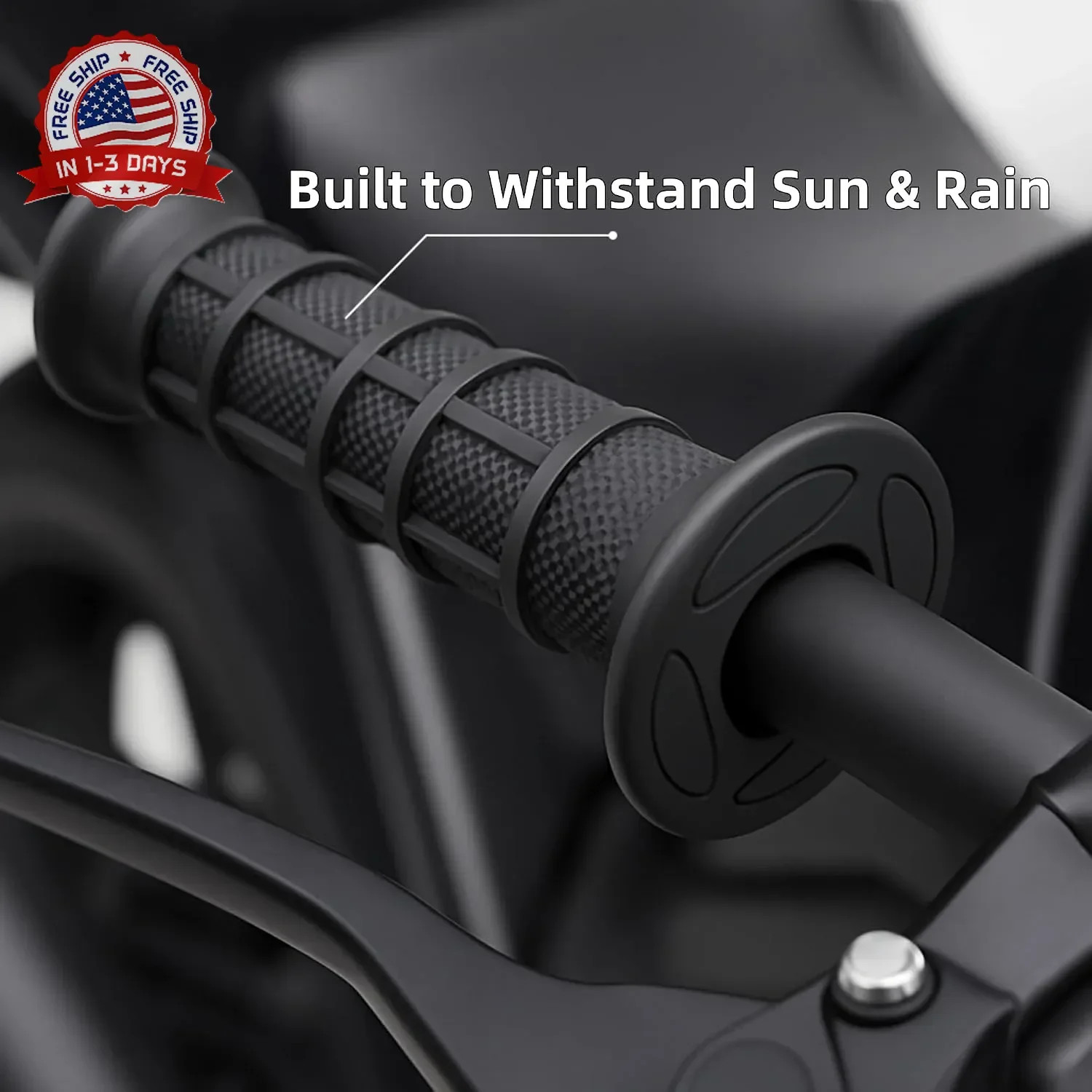 Quad Handlebar Grips Soft Rubber Anti-Slip Black 7/8» 22mm Handle Grips Replace