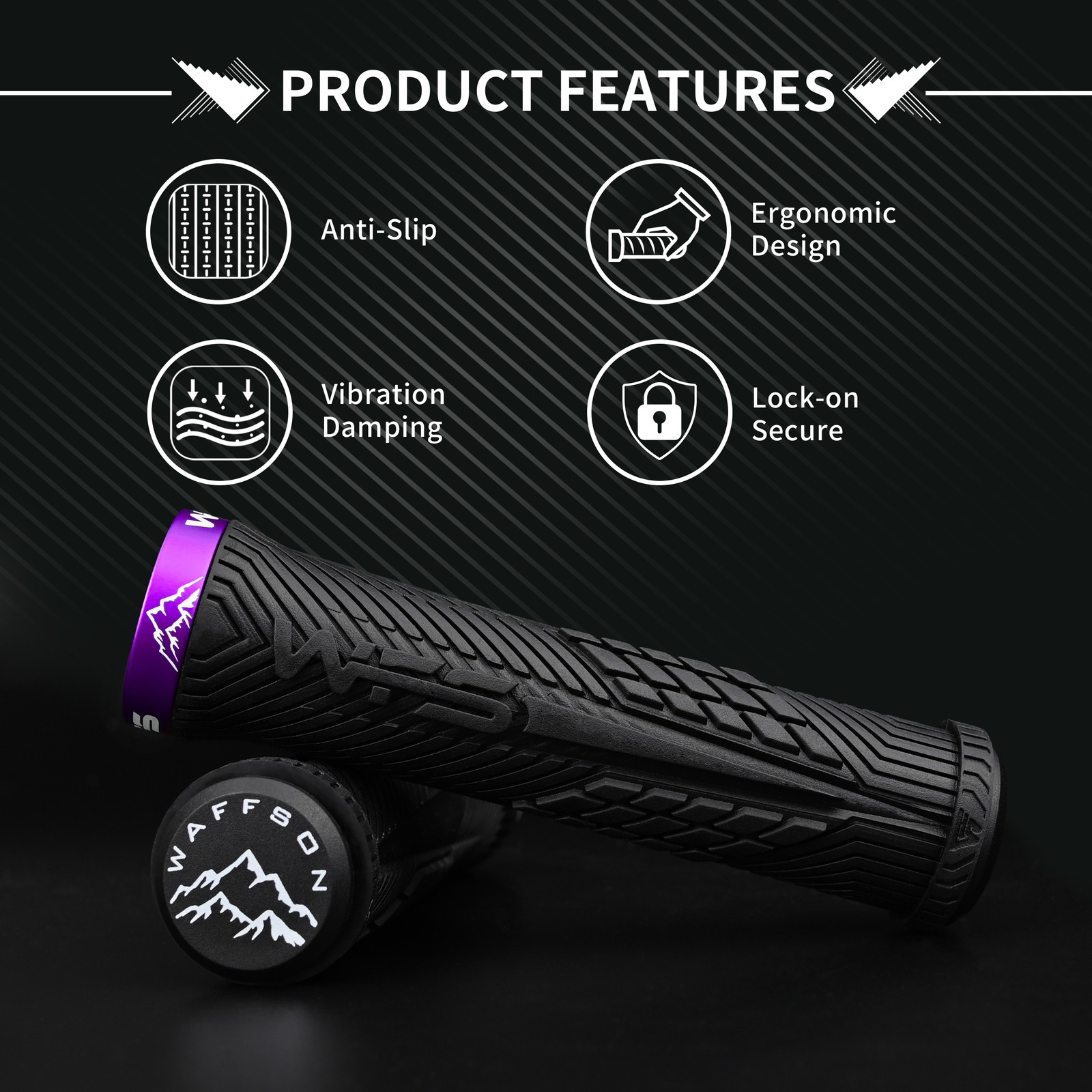 WFS Volatus MTB Grip – Lock-on , Anti-Slip , Single Clamp – Black x Purple