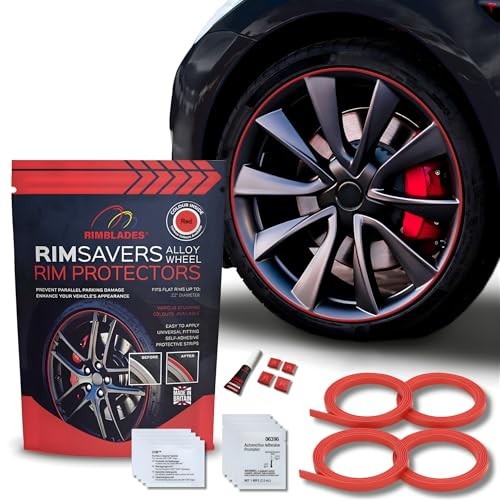 Red Alloy Wheel Rim Protectors by Rimsavers – Fits 22″ x 4 Rims