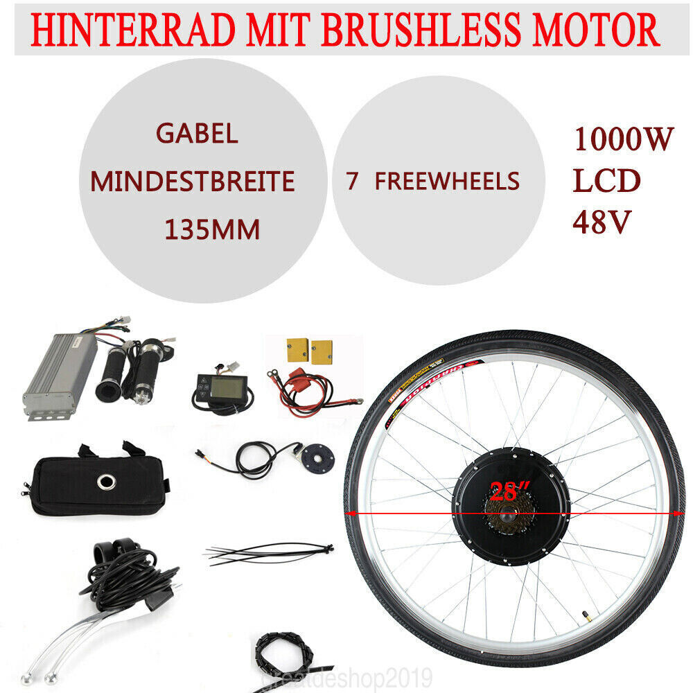 48V 28″ 1000W Electric Bike Conversion Kit Motor E-Bike for rear / front wheel