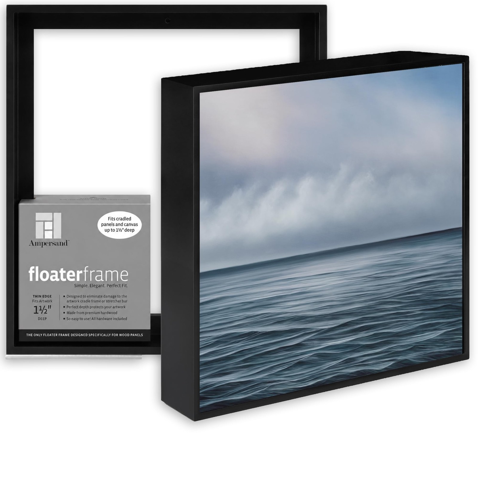 Ampersand Float Frame 1.5In Thin 12X12 Black