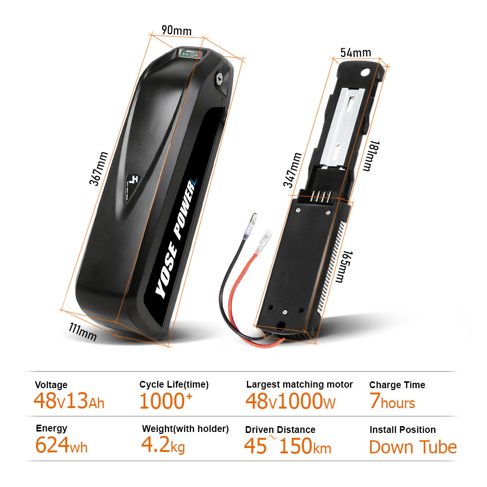Lithium Ion Battery 48V 13Ah for Electric Bike 1000W Hailong Ebike Battery 48V