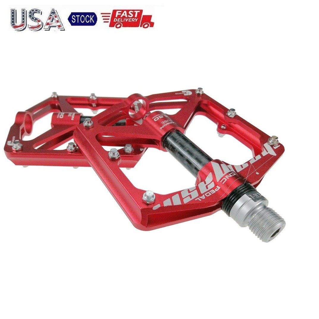 Road Mountain Bike XC Bicycle Pedal 3 Bearing Flat Pedals Aluminum Carbon Tube
