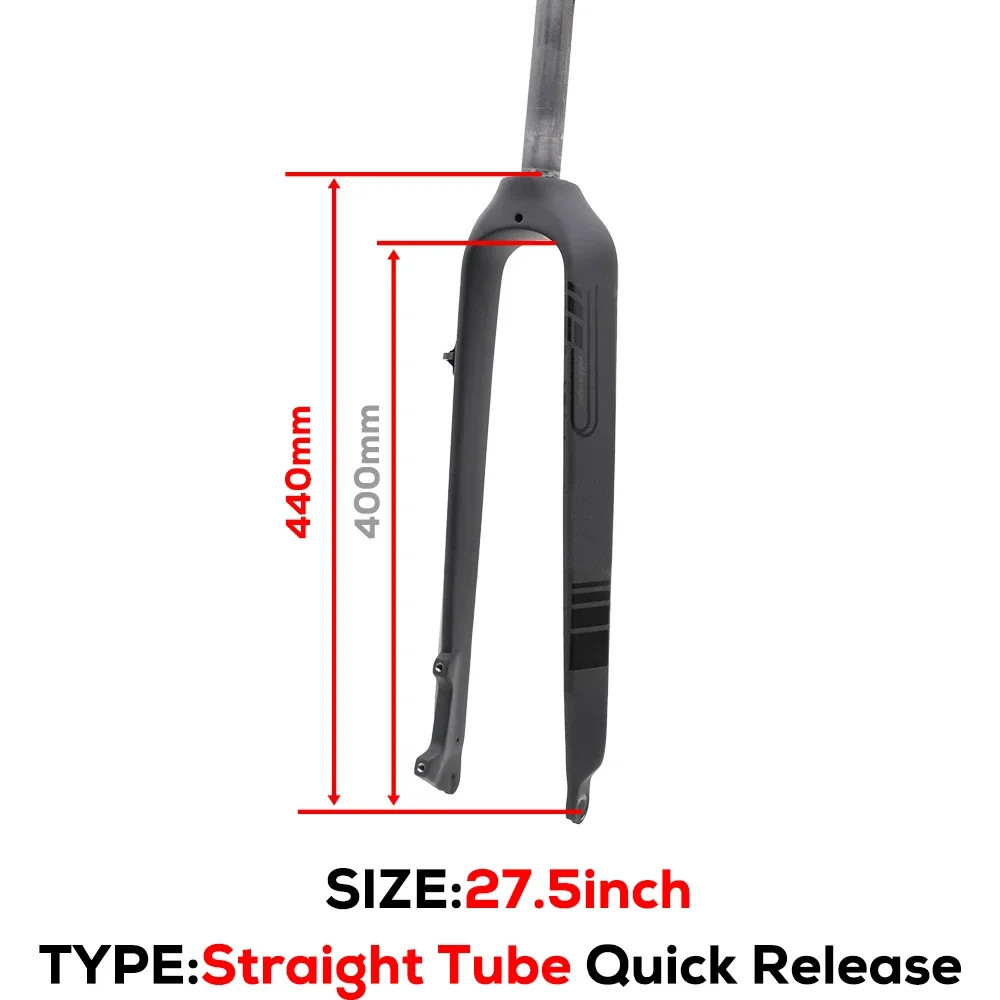 Full Carbon MTB Rigid Fork 26 27.5 29er Straight Tapered Tube 15*100mm Thru Axle