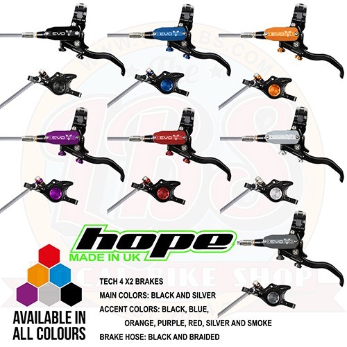 Hope Tech 4 EVO X2 – XC Gravel Brakes Black/Braided Hose – All Colors – New