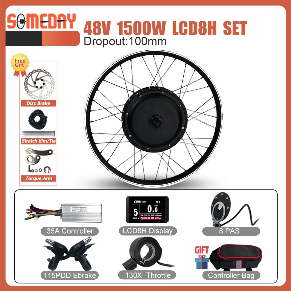 48V 1500W Front Hub Motor Wheel 20-29Inch/700C for Electric Bike Conversion Kit