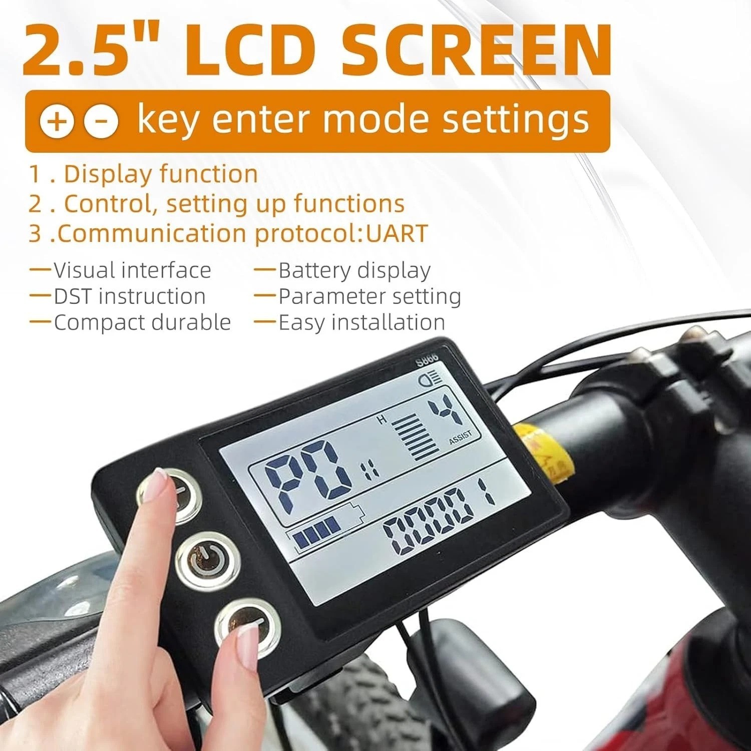 Wireless Speedometer & Odometer for Electric Bikes – S866 LCD Display Control