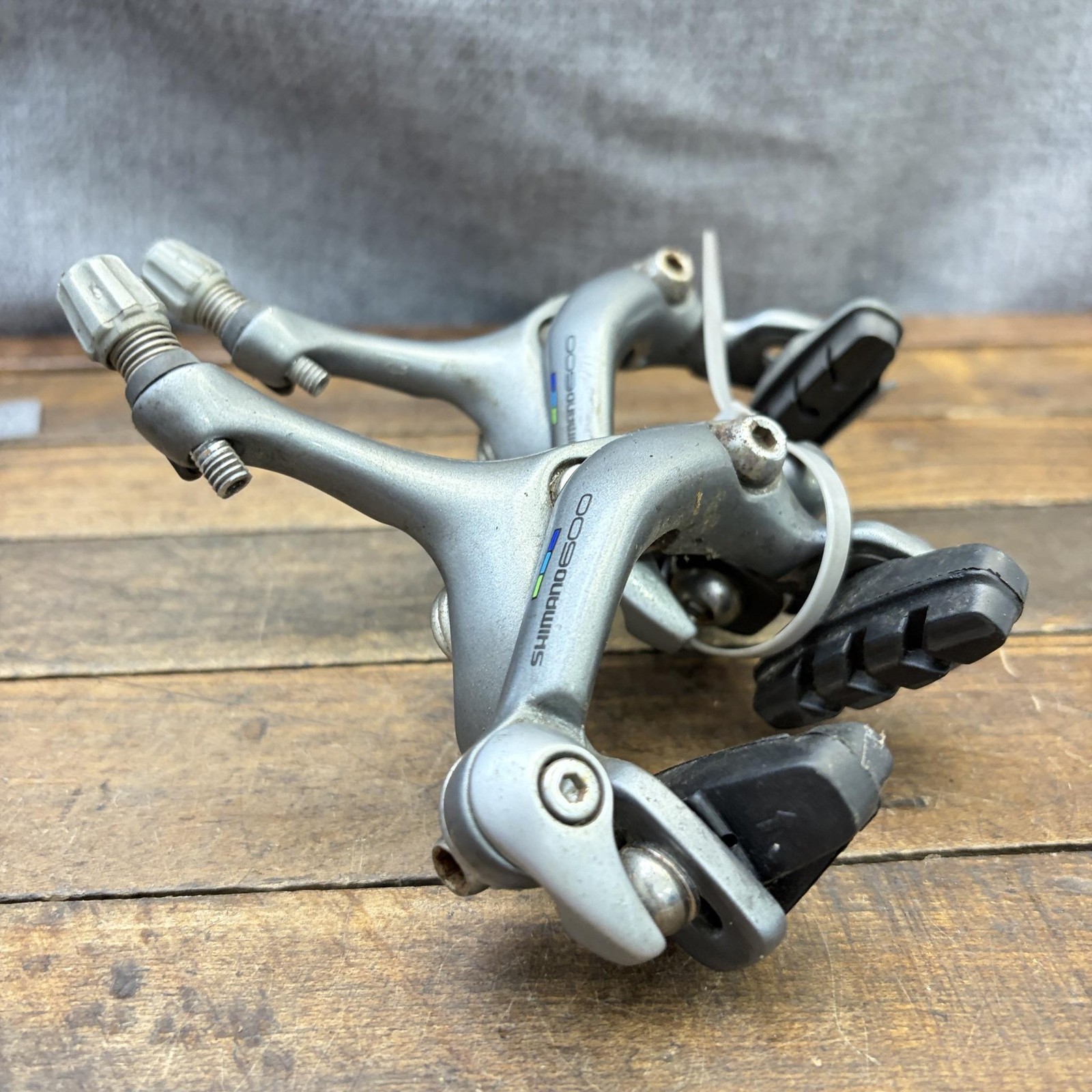 Vintage Shimano 600 BR-6403 Caliper Brakes Set Gray Tricolor Side Pull Japan