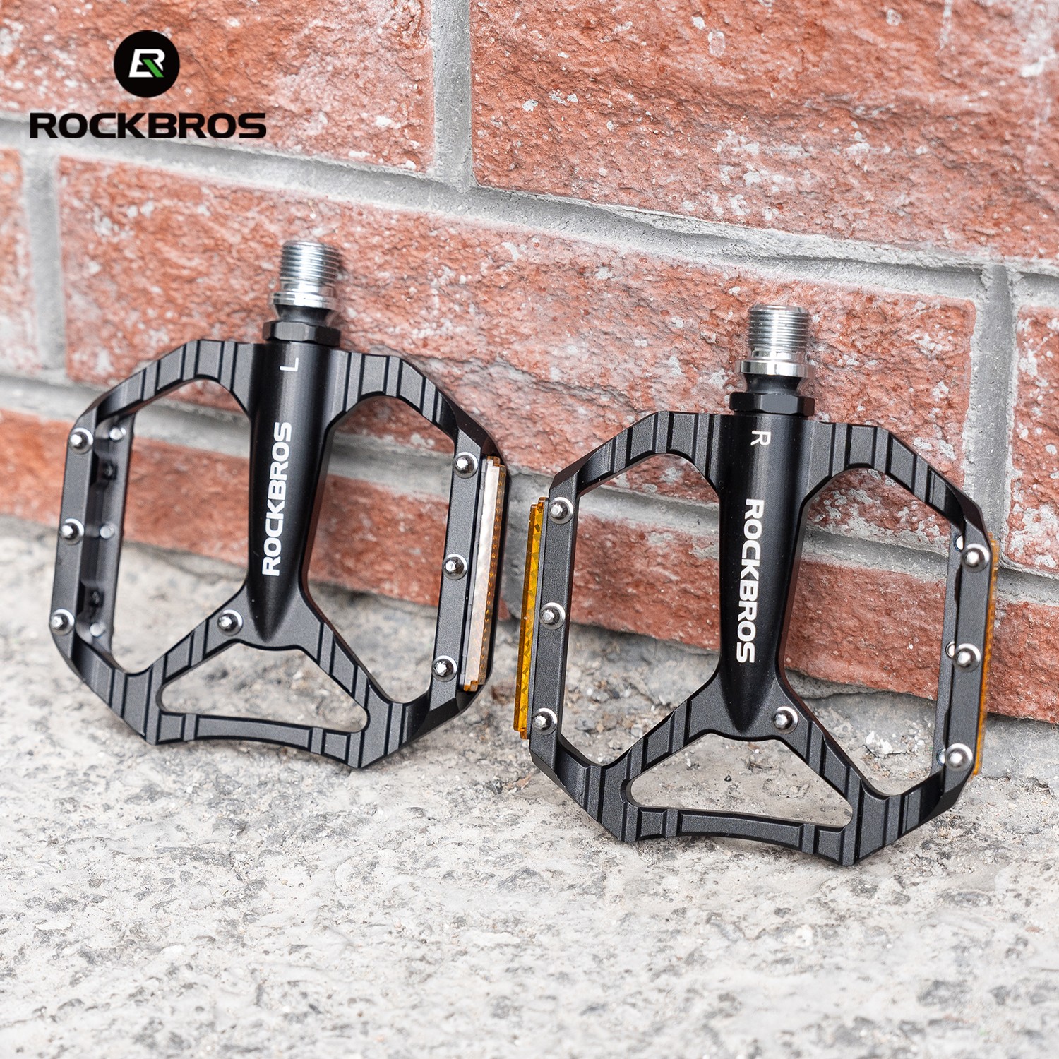 ROCKBROS Bike Pedals with Reflectors Non-Slip Aluminum Alloy Bicycle Pedals9/16″