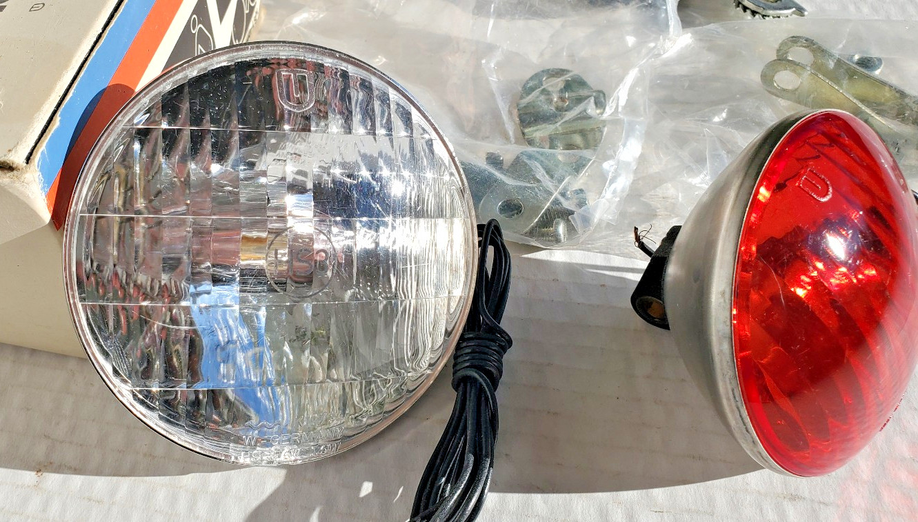 NOS Union Dynamo Generator Head Tail Light Set Bicycle Vtg Schwinn Puegeot Fuji