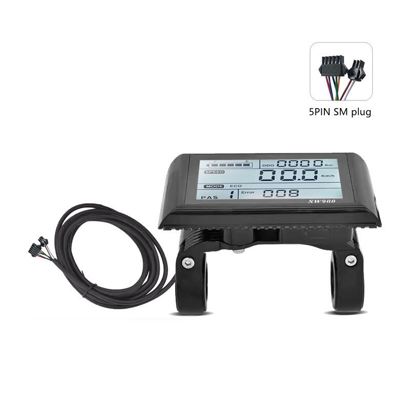 E-Bike SW900 LCD Display 24V/36V/48V/60V LCD Meter Panel Display SM Plug.