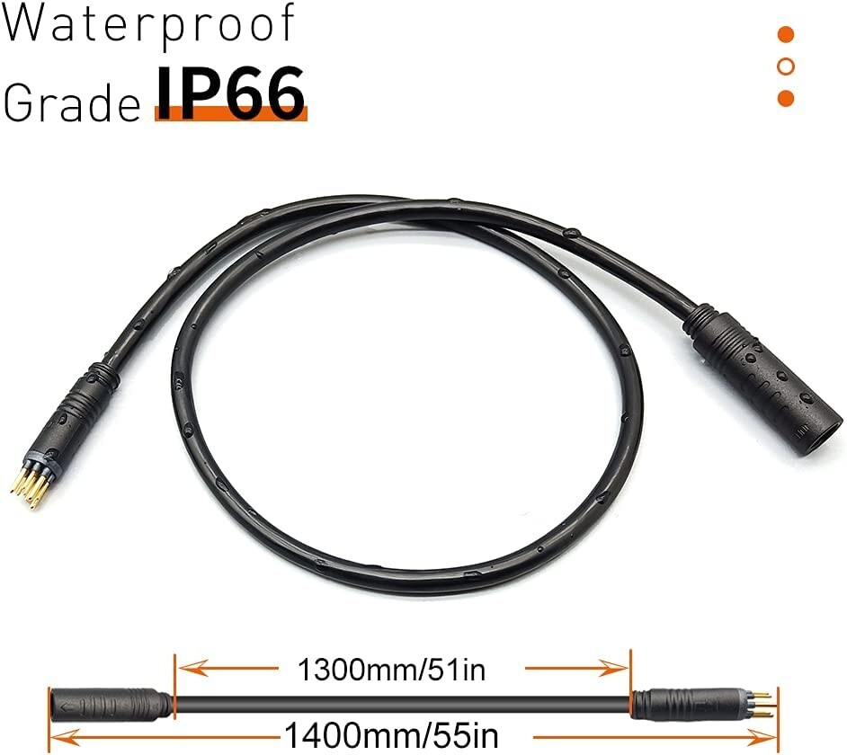 Electric Bike, Escooter Hub Motor 9 Pin Cable 130cm Julet Type Black 250-1200W