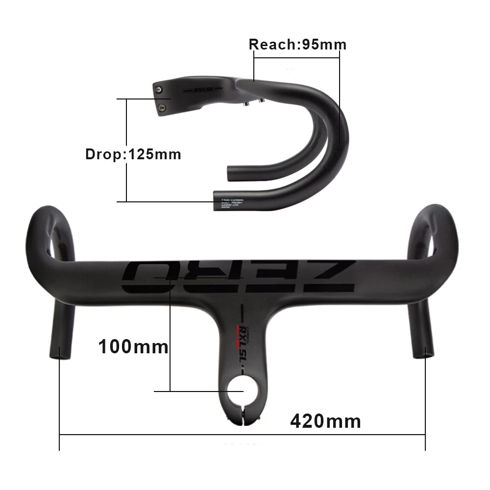 400/420/440mm Carbon Road Racing Bike Integrated Handlebar 1-1/8″ Drop Bar