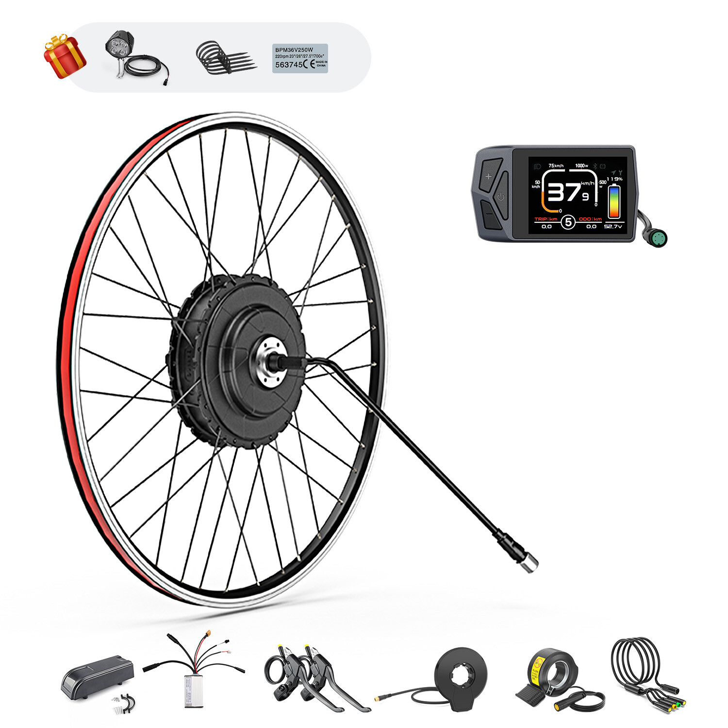 48V750W BAFANG Rear Wheel Hub Motor Conversion Kits for 26″ 27.5″ 700C E-bike US