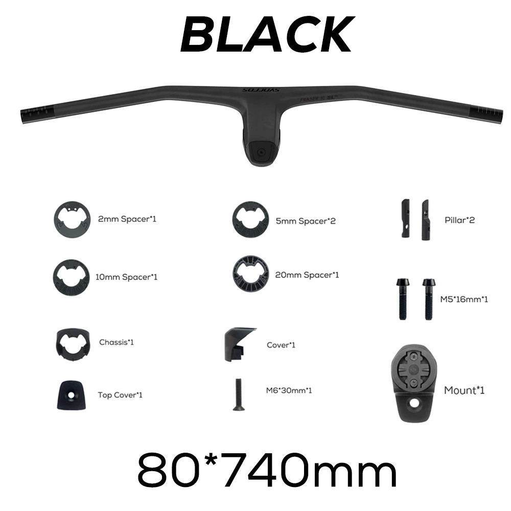 740MM -20° Degree Carbon Integrated Cockpit MTB Handlebar with Titanium Screws
