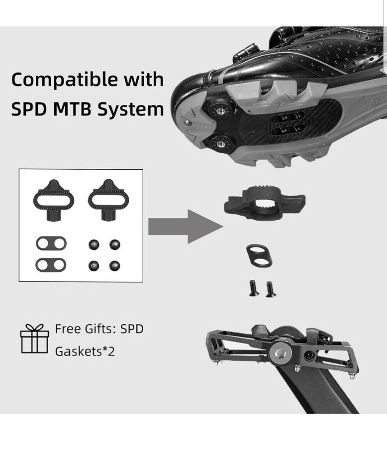 MTB Mountain Bike Pedals Bicycle Flat Platform Compatible with SPD Mountain