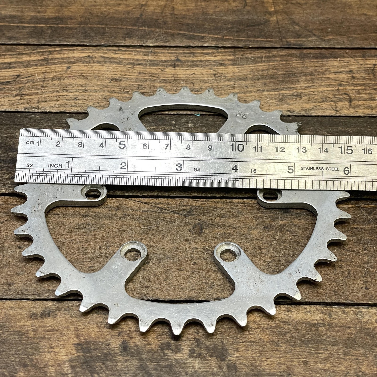 Vintage TA 36T Chainring 80 BCD 6-Bolt 3-Arm Silver Aluminum Bike Chainwheel