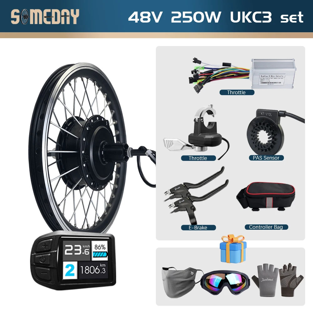 36V 48V 250W E-bike Conversion Kit Brushless Rear Cassette Hub Motor Wheel