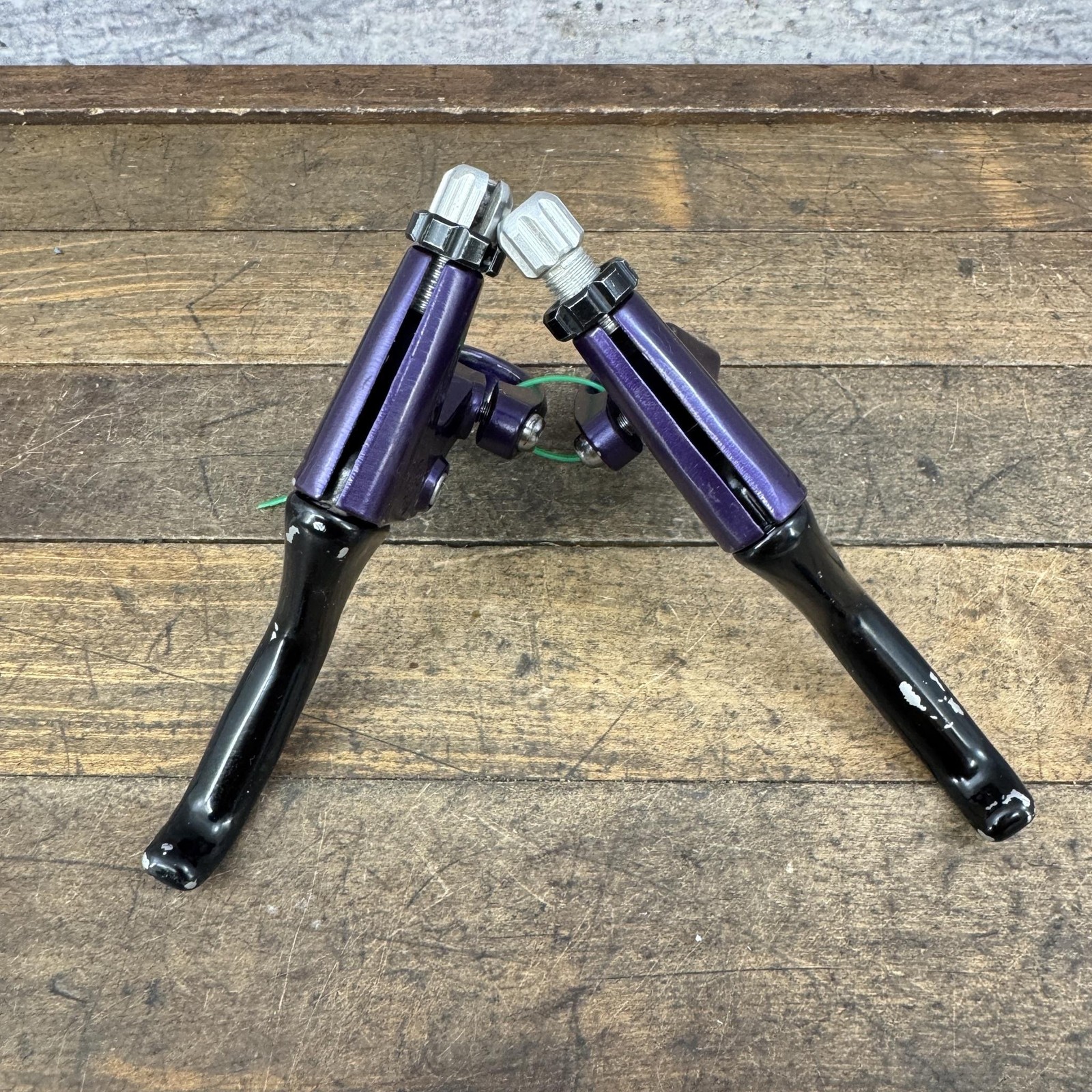 Vintage Tektro Brake Levers Pair Purple Flat Bar MTB BMX Bike Painted