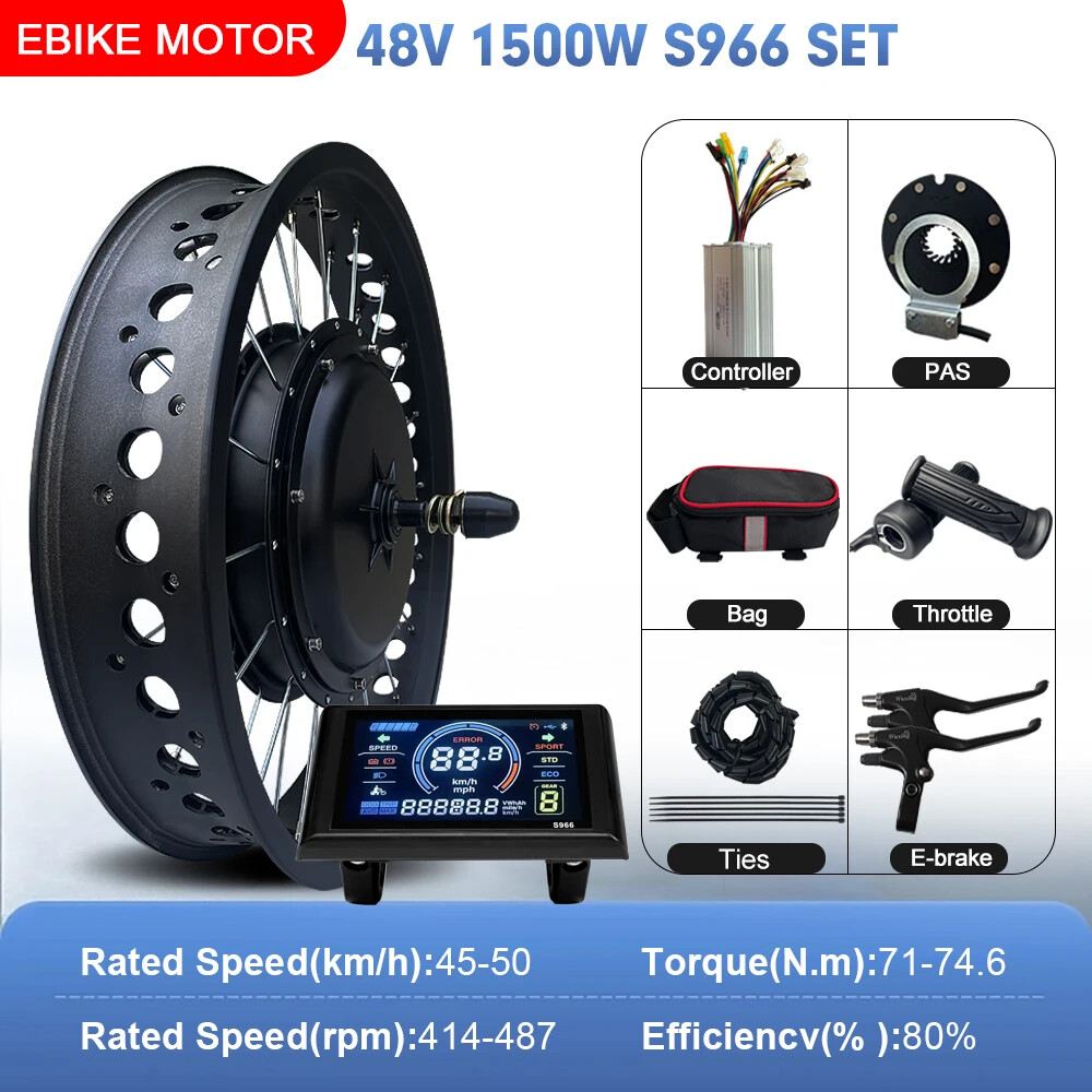 20/24/26inch E-bike Fat Tire Conversion Kit 48V 1500W Front Wheel Conversion Kit