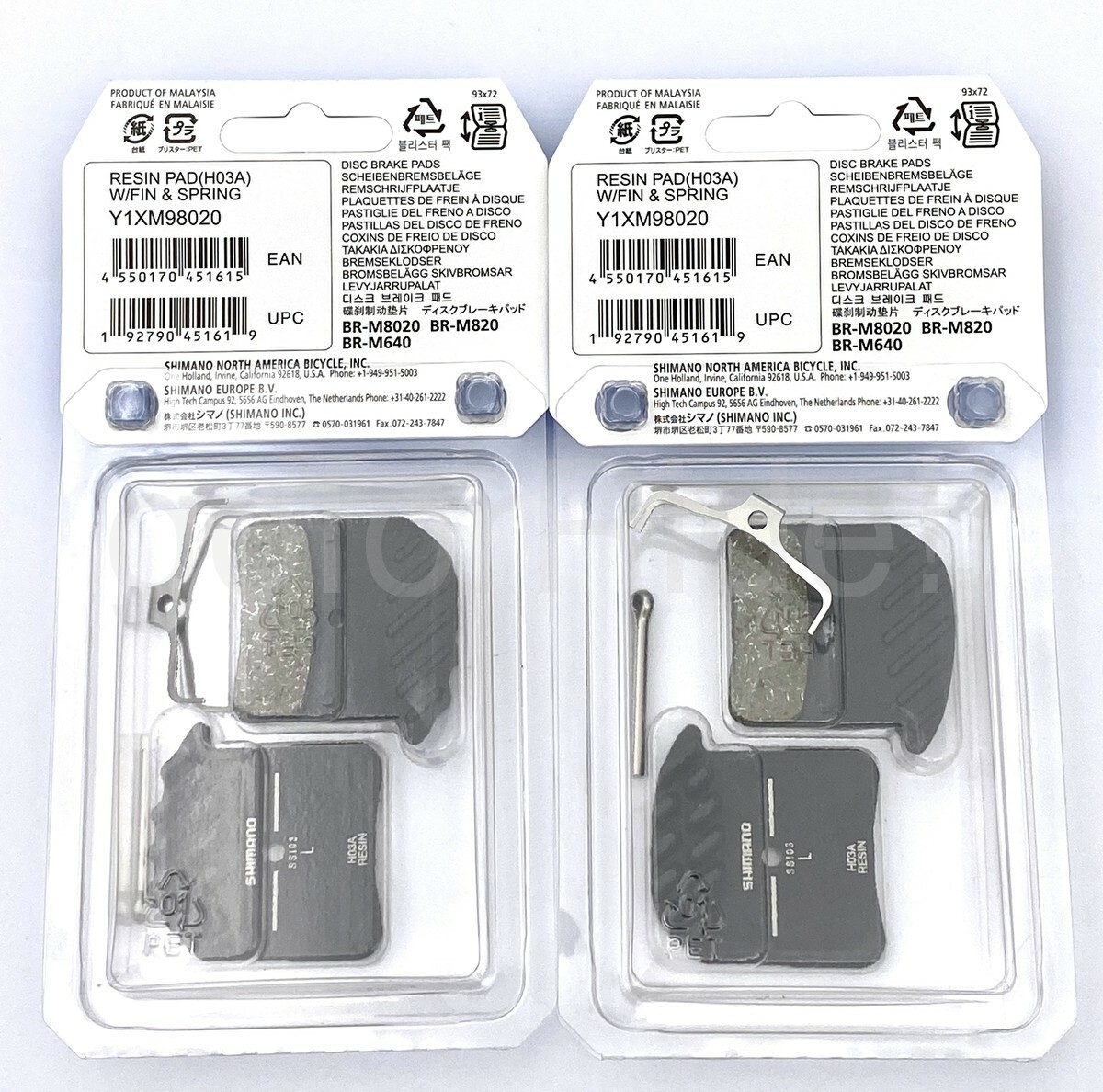 2x Shimano H03A SAINT M820 ZEE XT M8020 Resin Disc Brake Pads Ice Tech Y1XM98020