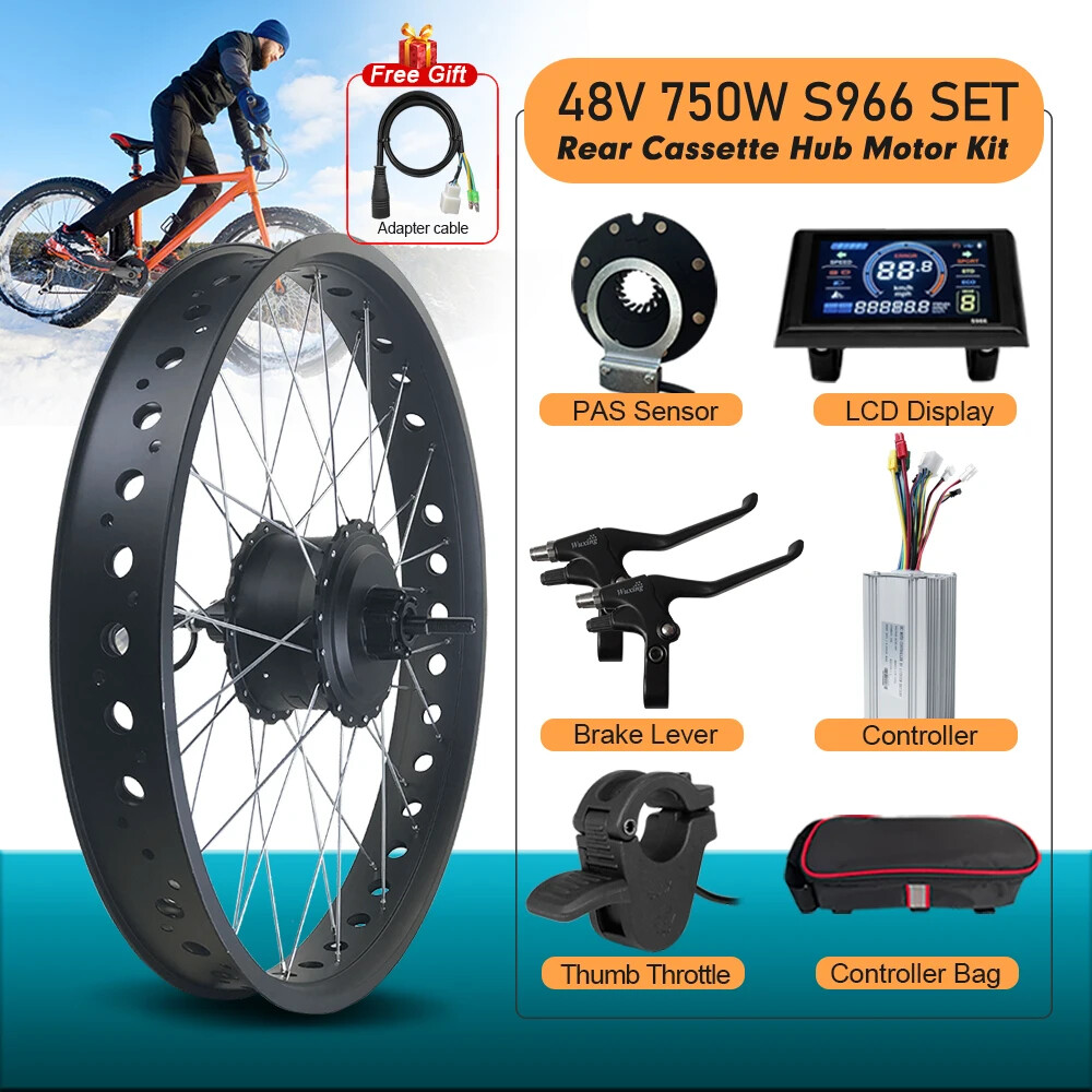 48V 750W 20/24/26in Snow Electric Bike Fat Rear Brushless Gear Hub Motor Wheel