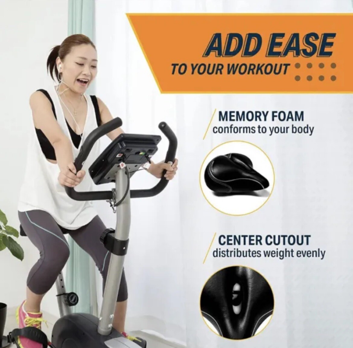 Bikeroo Oversized Bike Seat – Men’s or Women’s Indoor/Outdoor Universal Mounting