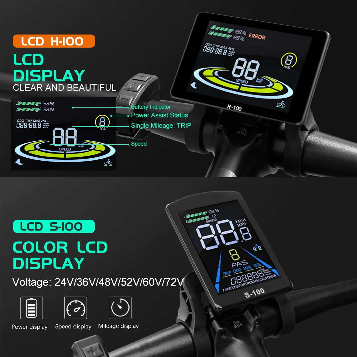 Electric Bike Sinewave 3 Mode 17A26A30A40A Controller 24V/36V/48V/52V Motor